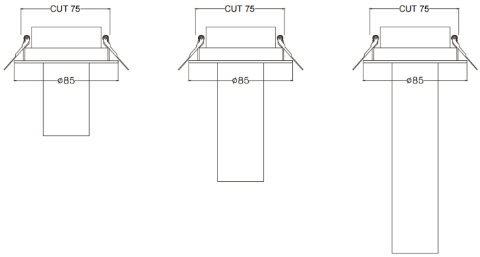 Fiona Series LED Recessed Long Pole COB Spotlight size