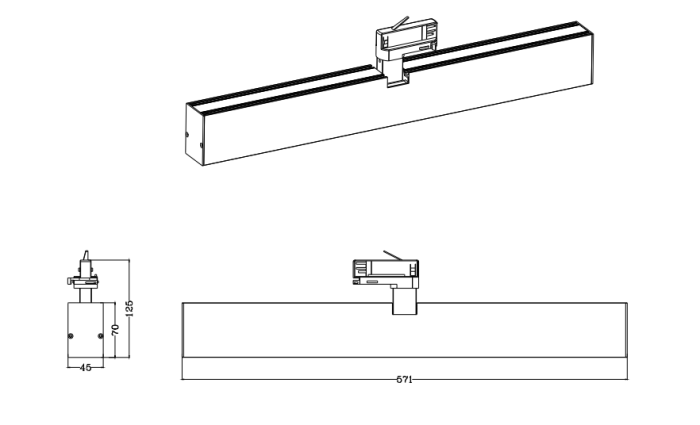LED Linear Track Lighting PS-TL-40W-L4570