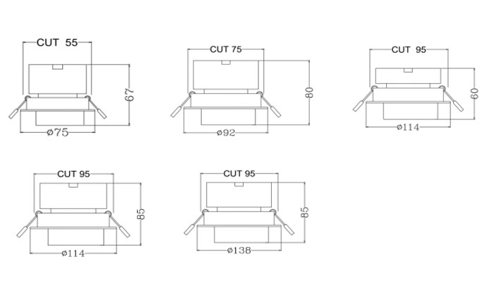 Myrna Series Zoomable led Recessed Downlight size