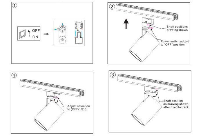 Zoomable LED Track Light PS-TL30-X16A92Z Installation