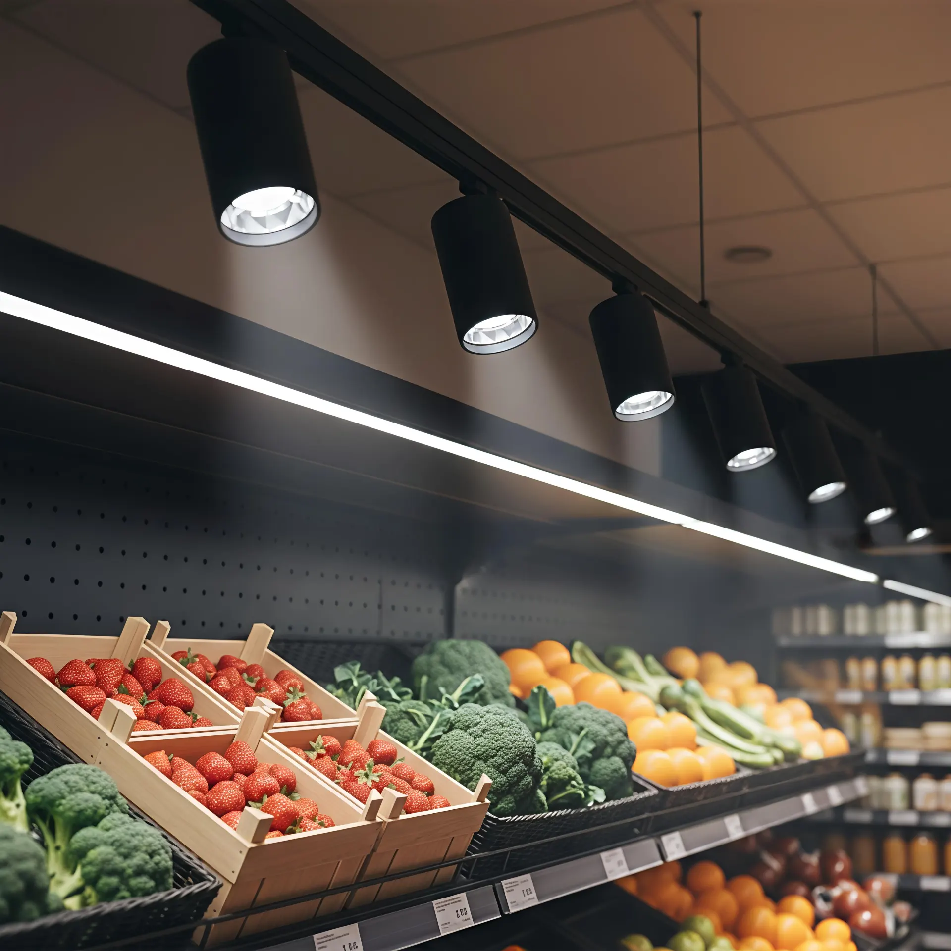 Low glare retail lighting design with controlled beam distribution improving visual comfort