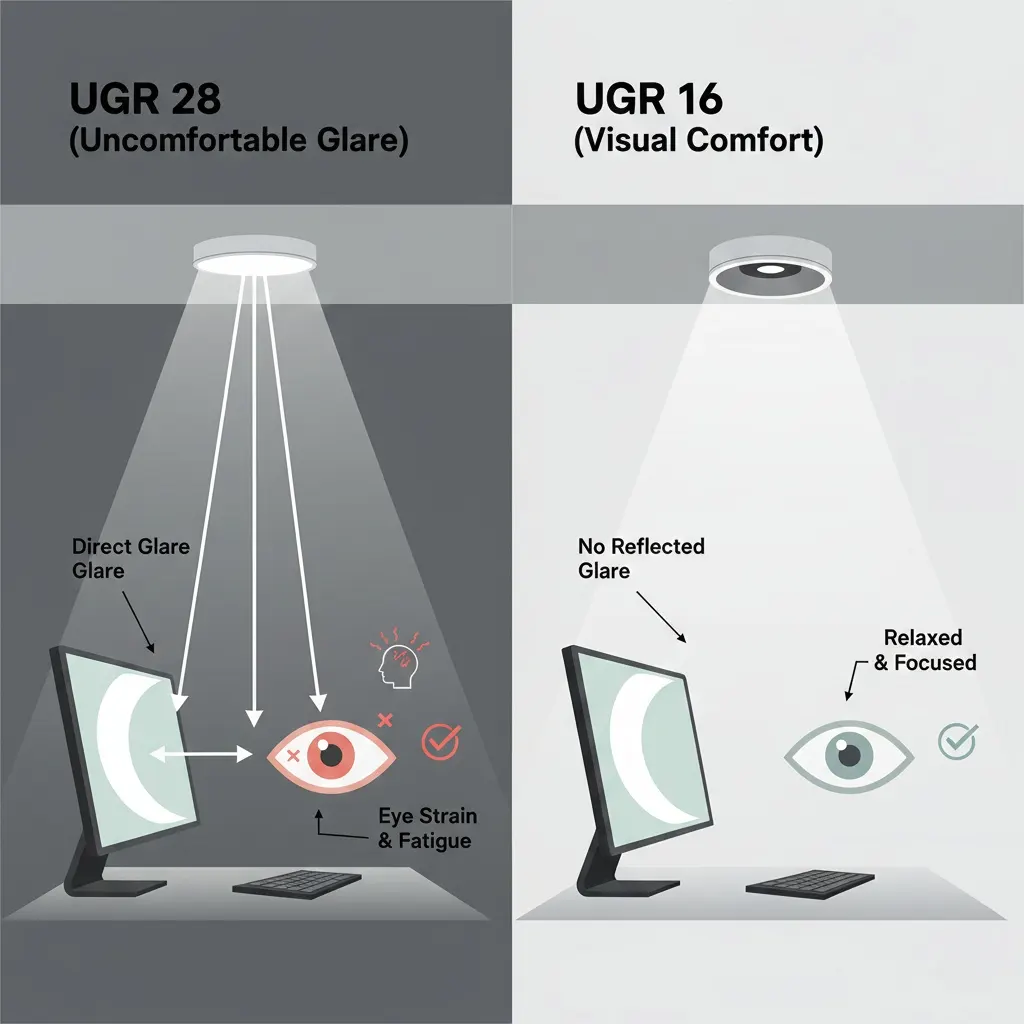 UGR comparison chart showing visual comfort difference.