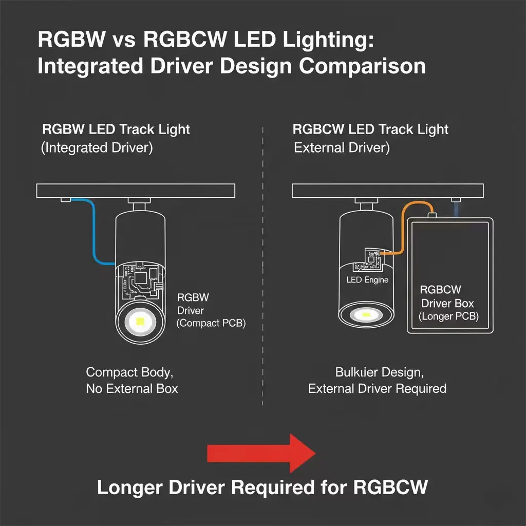 Integriertes und externes Treiberdesign in RGBW- und RGBCW-Schienenlampen