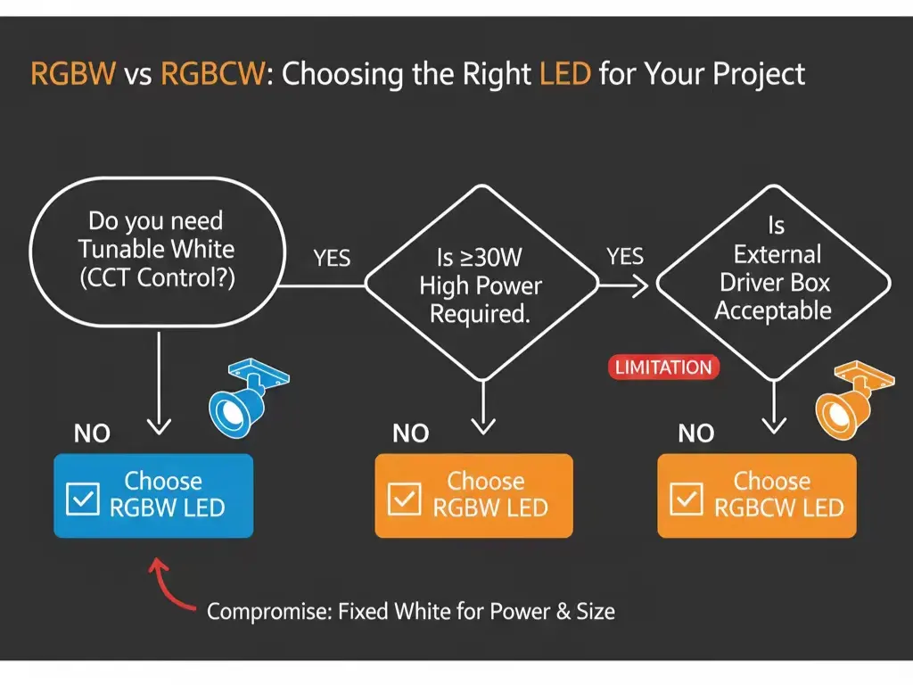 Entscheidungsanleitung zur Wahl der RGBW- oder RGBCW-LED-Beleuchtung in Projekten mit Schienenbeleuchtung