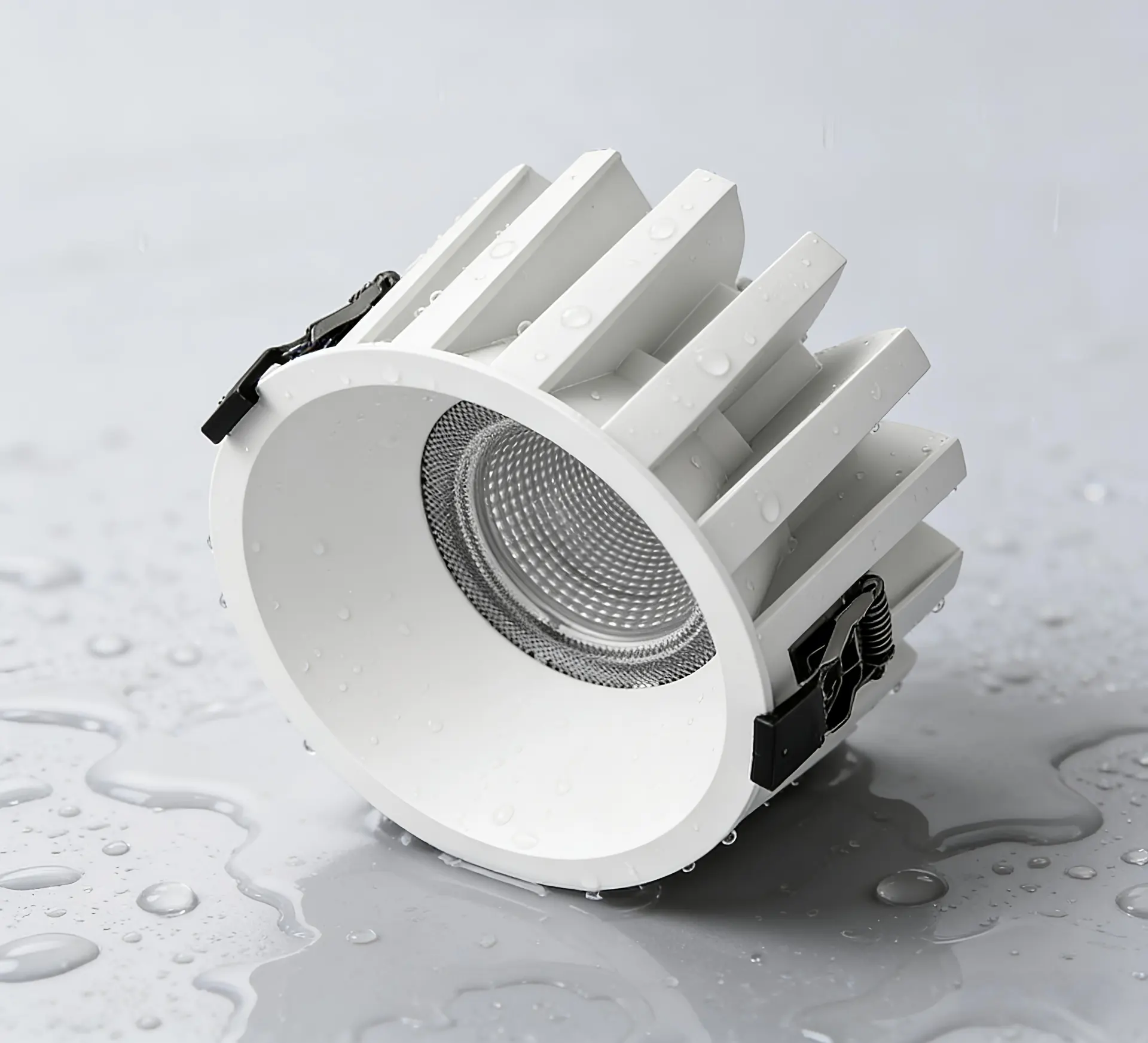 Aluminum heat sink design of high power IP65 recessed LED downlight for efficient thermal management