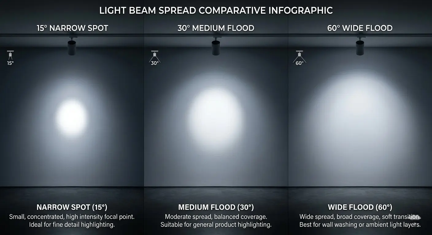 Beam angle examples in Accent Lighting for Commercial Spaces applications
