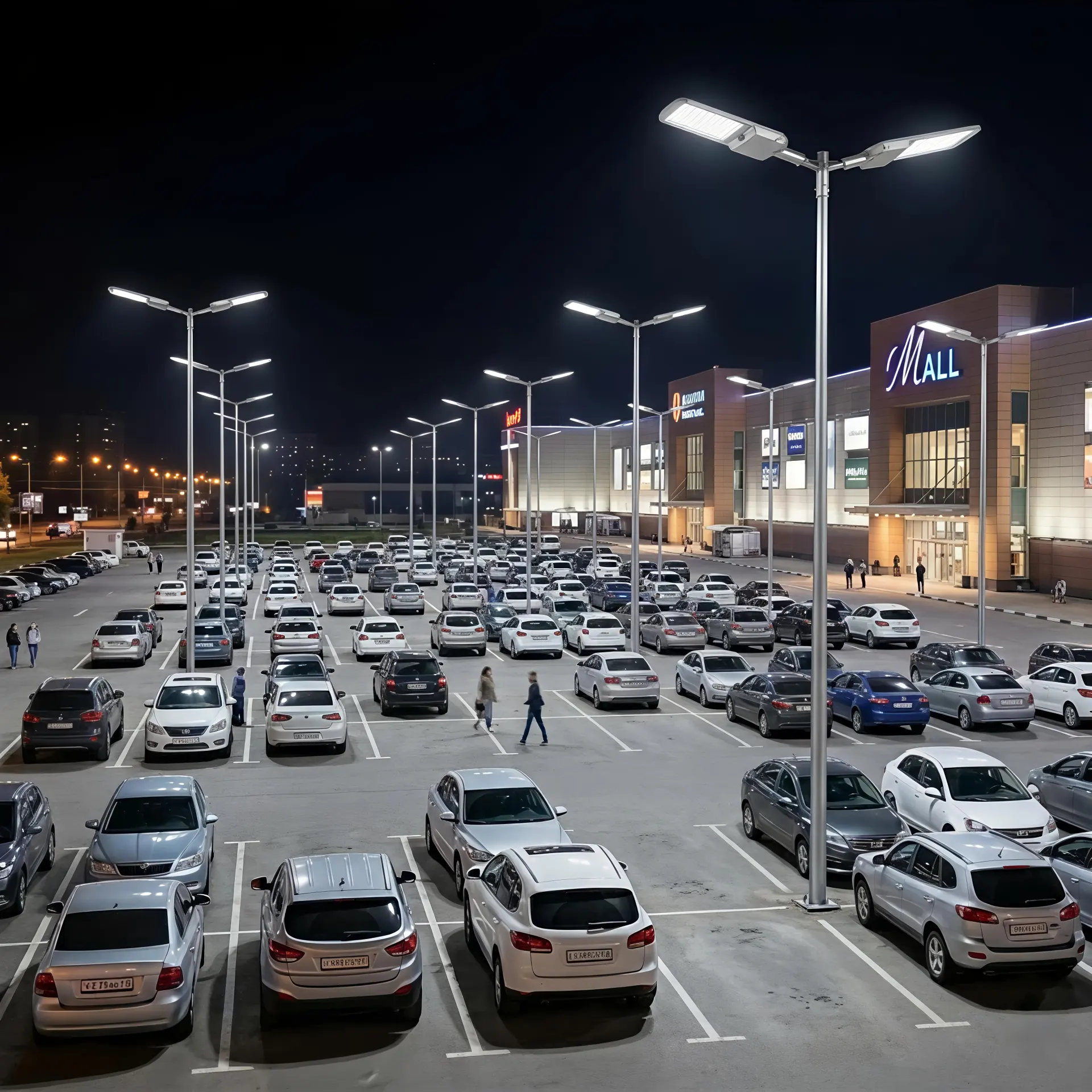 Farola LED para iluminación de aparcamientos comerciales con alta luminosidad y seguridad