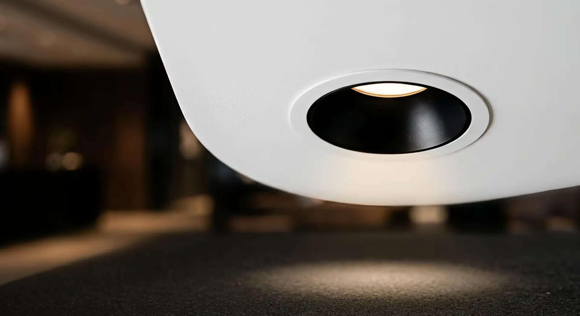 Deep recessed anti glare downlight with hidden light source for visual comfort