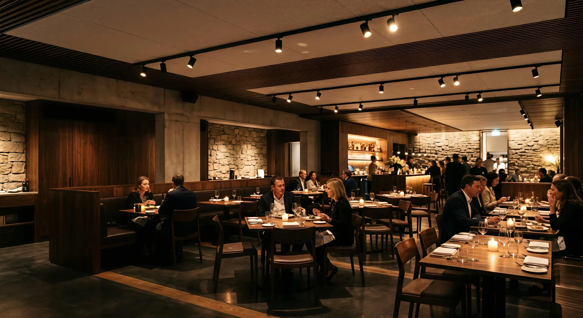 Warm anti glare ceiling track lighting creating a comfortable restaurant atmosphere
插入位置
