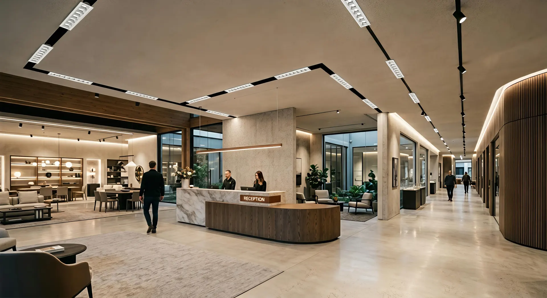 Gewerblicher architektonischer Raum mit kontinuierlichem versenktem linearem Downlight-System
