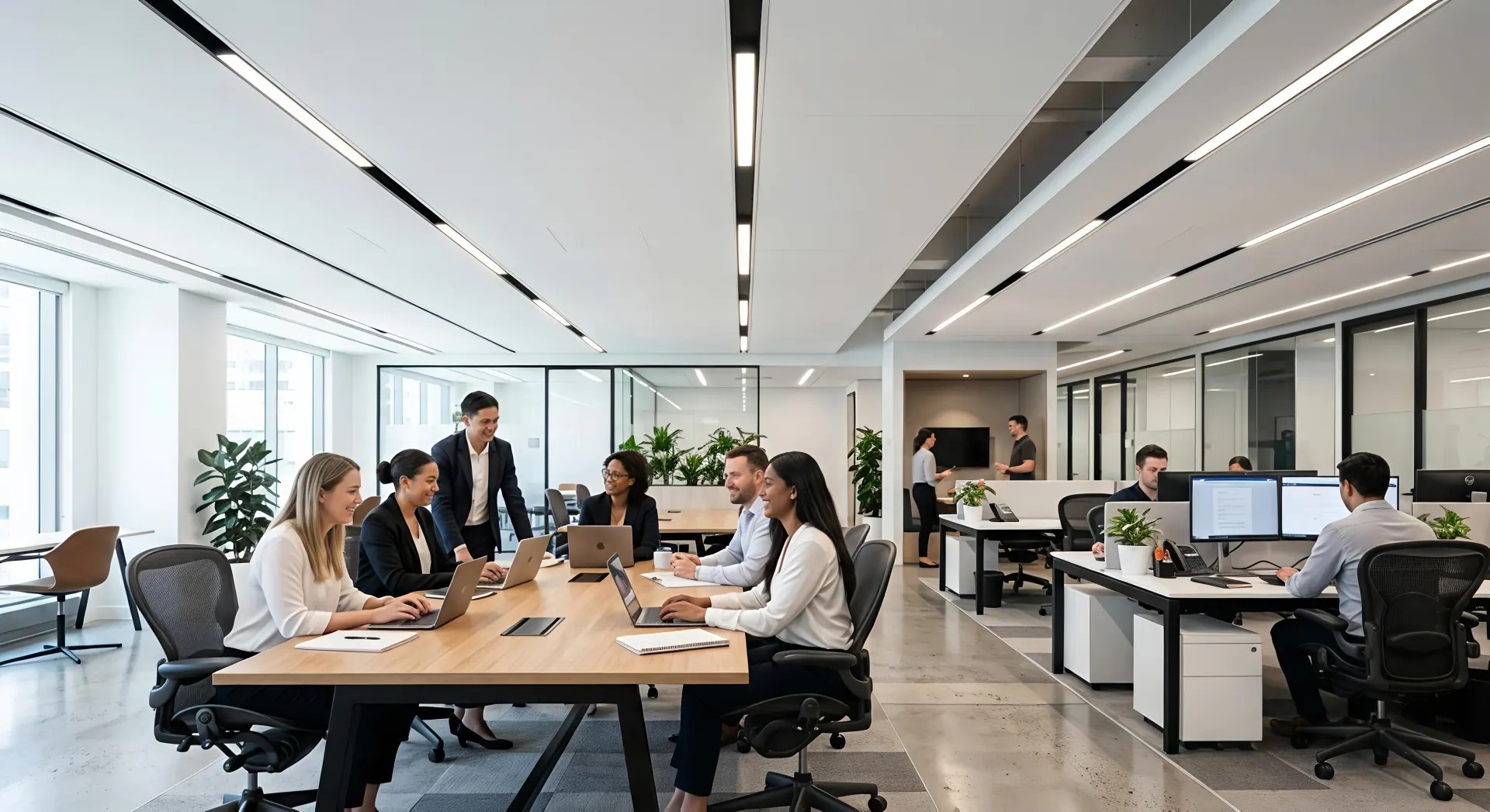 Reflexfreie lineare Downlights für moderne Bürobeleuchtung und visuellen Komfort