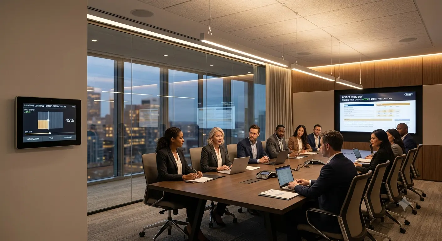 DALI-controlled linear luminaires in a smart commercial lighting system